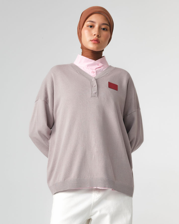 RiaMiranda x 3MONGKIS - Riel Woven Collar Knit